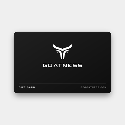 GOATNESS gift card, black card with the GOATNESS goat logo